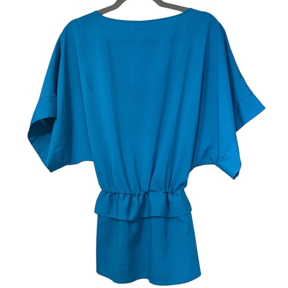 New York and Company V-Neck Dolman Sleeve Peplum Tie Waist Top - Picture 4 of 4